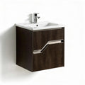 Wall-mounted bathroom vanity cabinet with sink in dark wood finish 60 x 45 x 50cm