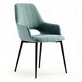 Upholstered dining chair in green fabric with black metal legs 46 x 55 x 85cm