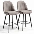 Bar stool set with upholstered seat and metal frame in gray 50 x 45 x 110cm