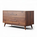 Wooden storage cabinet with two drawers 100 x 50 x 70cm for living room use