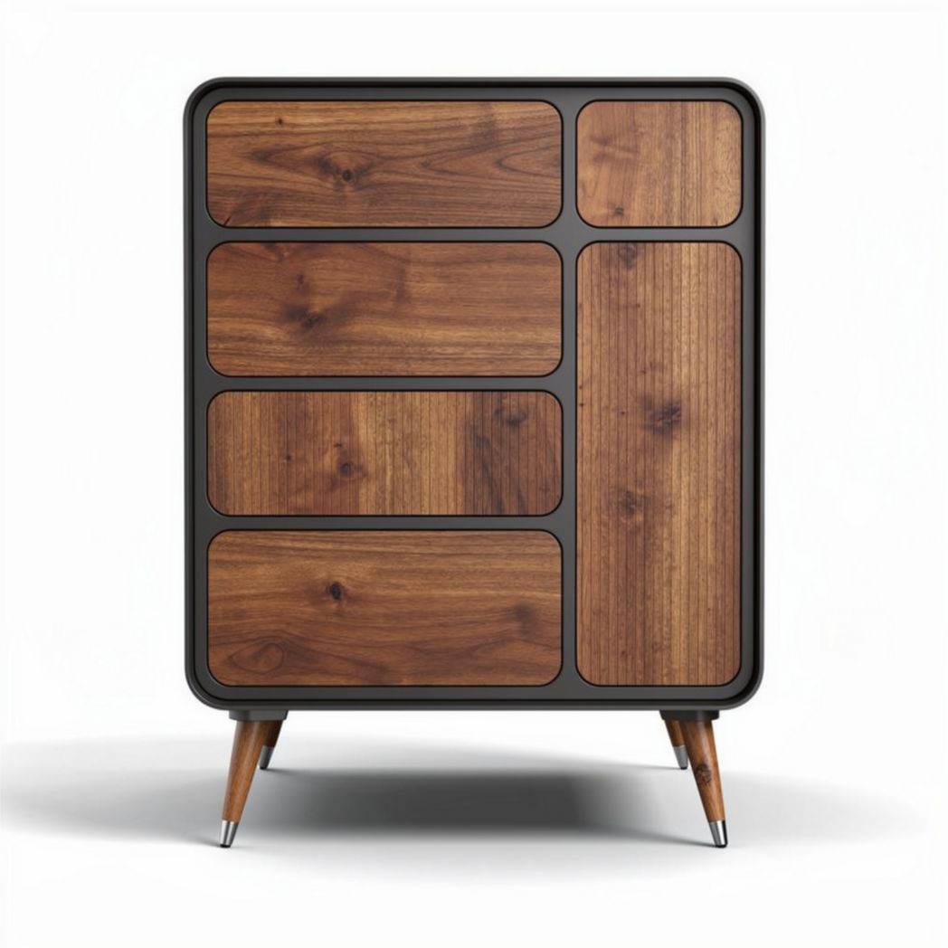 Wooden storage cabinet with six drawers in walnut finish 60 x 40 x 75cm