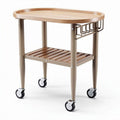 Wooden serving cart with metal frame and wheels 80 x 40 x 80cm
